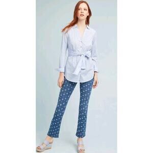 Pilcro and the Letterpress High-Rise Bootcut Jeans Crop Floral Embroidery Sz 29